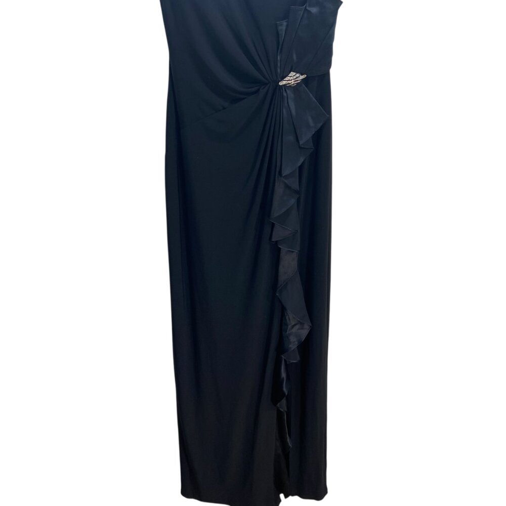 Ralph Lauren Silk Bow Evening Gown Dress Womens 6 Black Tie Bridal Formal Event - Picture 6 of 10